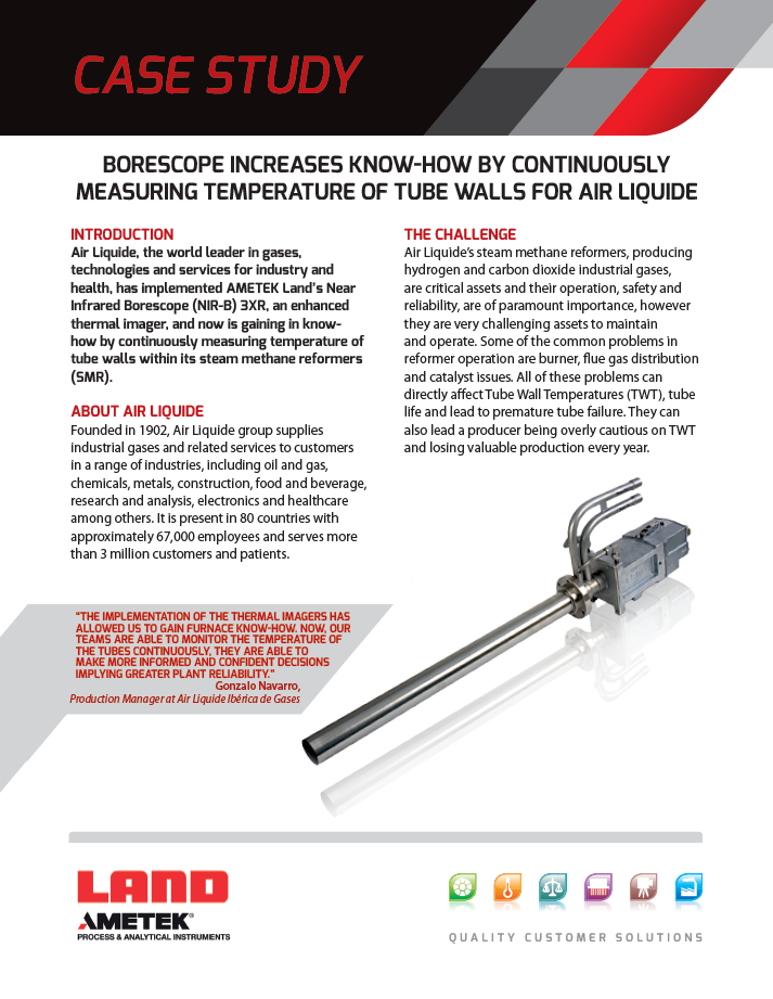 Borescope Increases Know-How by Continuously Measuring Temperature of Tube Walls for Air Liquide